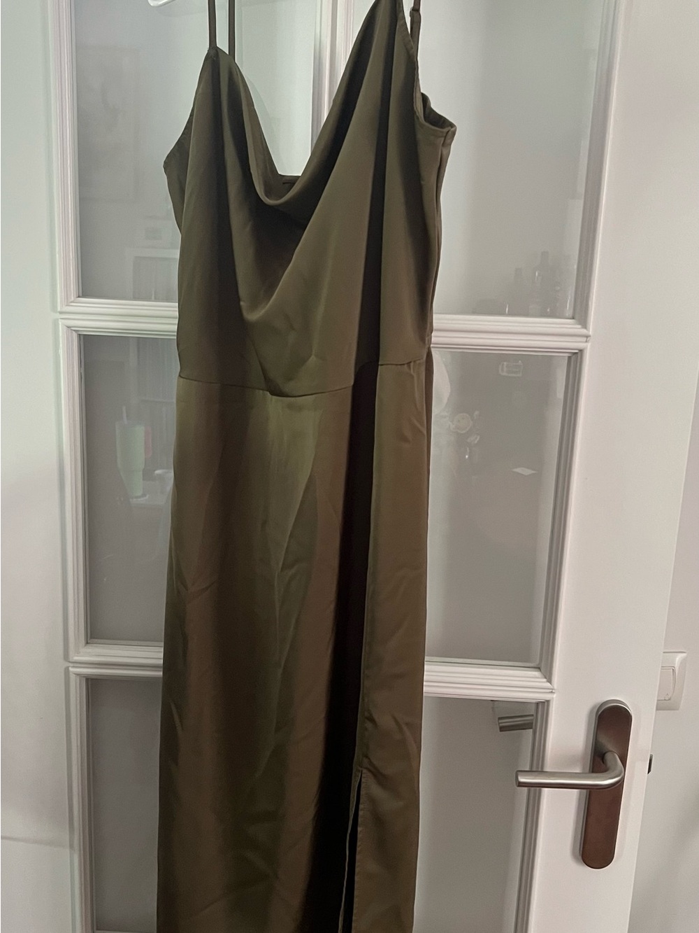 Maurices Olive Draped Cowl Slip Maxi Dress